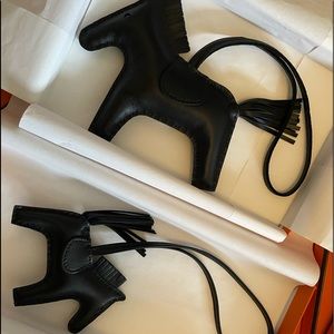 Hermes MM Rodeo Bag Charm So Black